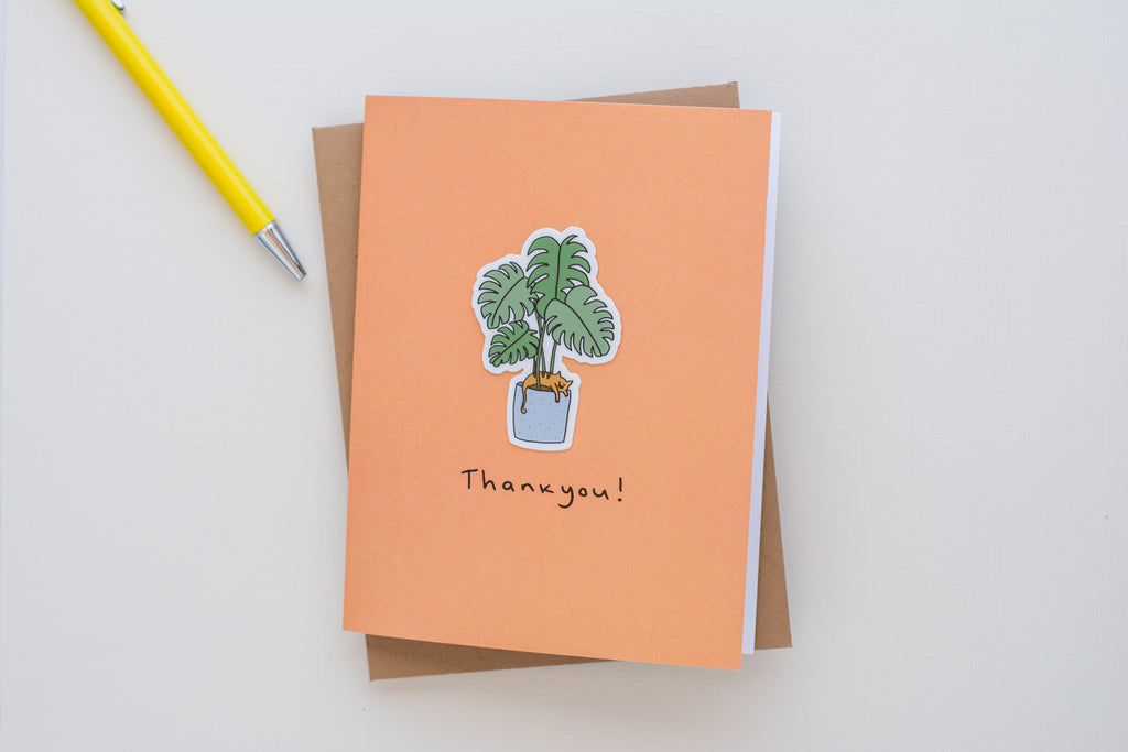 Lazy Cat Thank You (Vinyl Sticker Greeting Card)