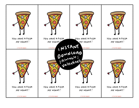 INSTANT DOWNLOAD: PIZZA MY HEART VALENTINE CARDS