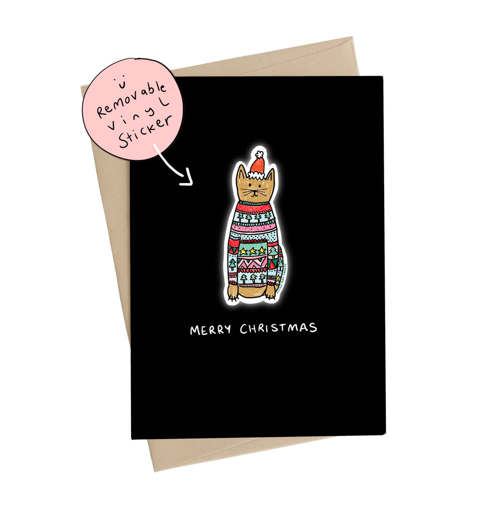 Xmas Cat Sticker Card