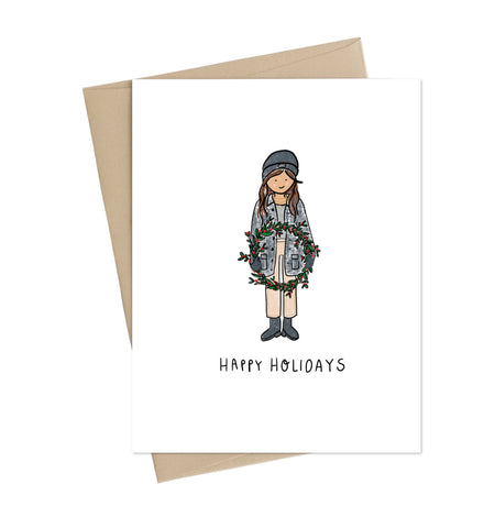 Holiday Girl with Wreath