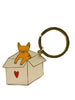 Cat in a Box Key Chain (orange cat)
