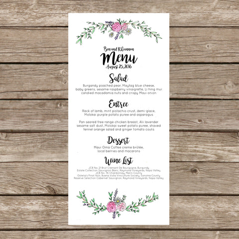 Bespoke Wedding Menu