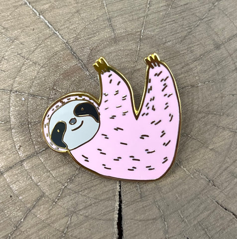 Hard enamel pink sloth pin