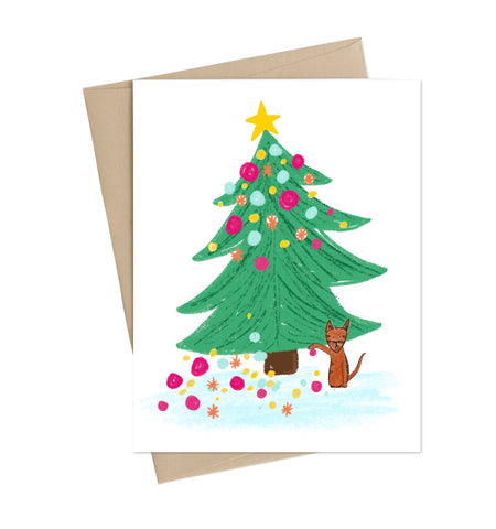 Cat vs Tree Christmas Card
