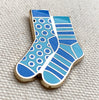 Gold Plated Blue Mismatched Sock Pin