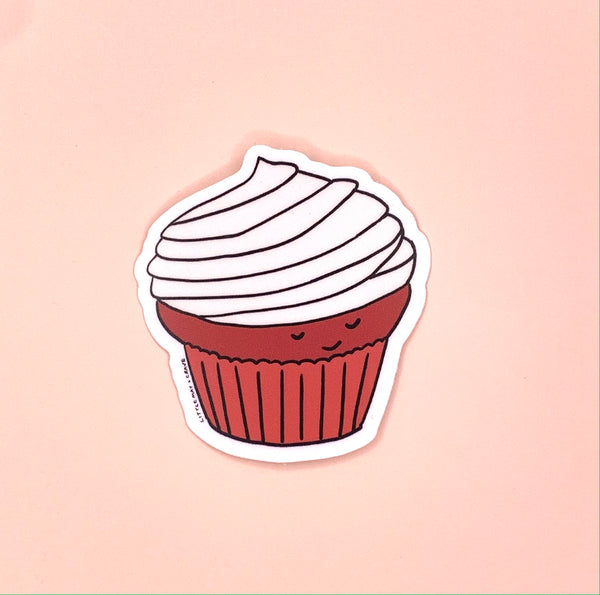 Crave Cupcake x Little May Papery collab, Red Velvet cupcake vinyl sticker.