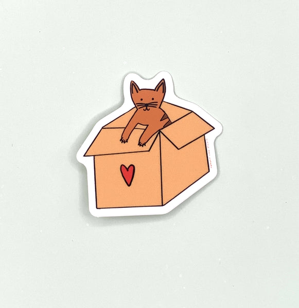 Cat in a Box Vinyl Sticker