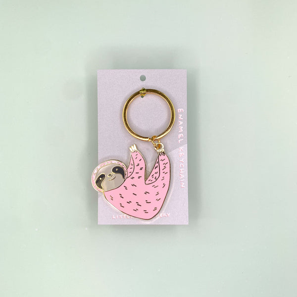 Pink Sloth Keychain