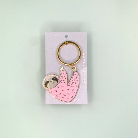 Pink Sloth Keychain