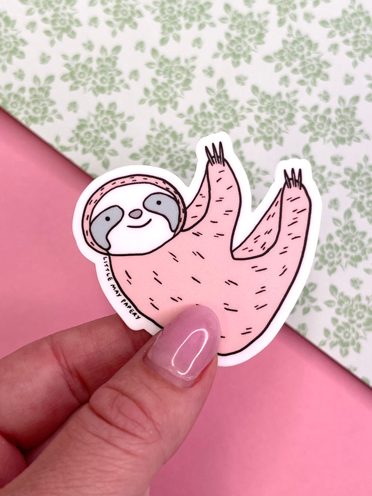 Pink Sloth Vinyl Sticker