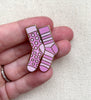 Gold Plated Pink Mismatched Sock Pin