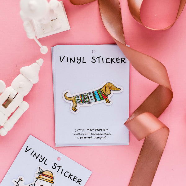 Christmas Wiener vinyl sticker