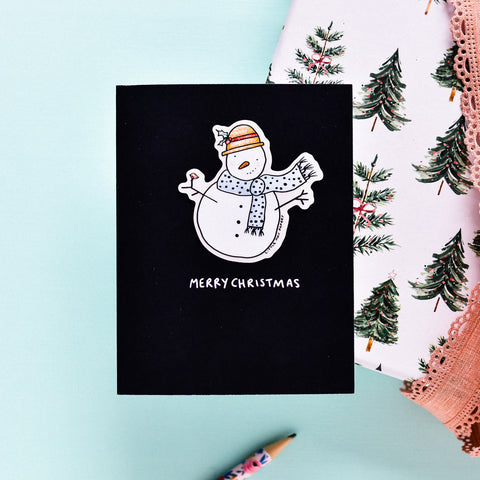 Snowman Christmas Card  (Vinyl Sticker Greeting Card)
