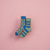 Gold Plated Blue Mismatched Sock Pin