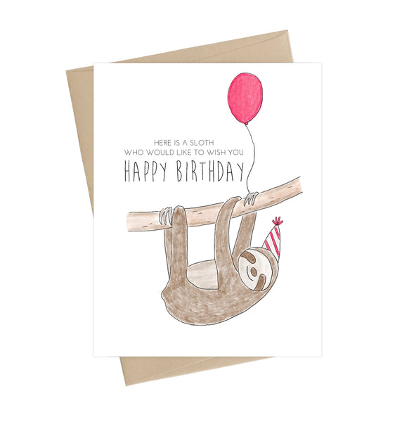 Sloth Birthday Card