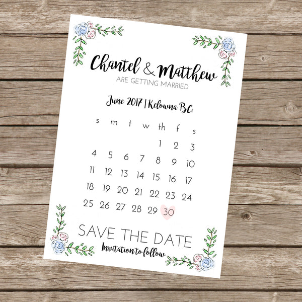 Semi-Custom Calendar Save The Date