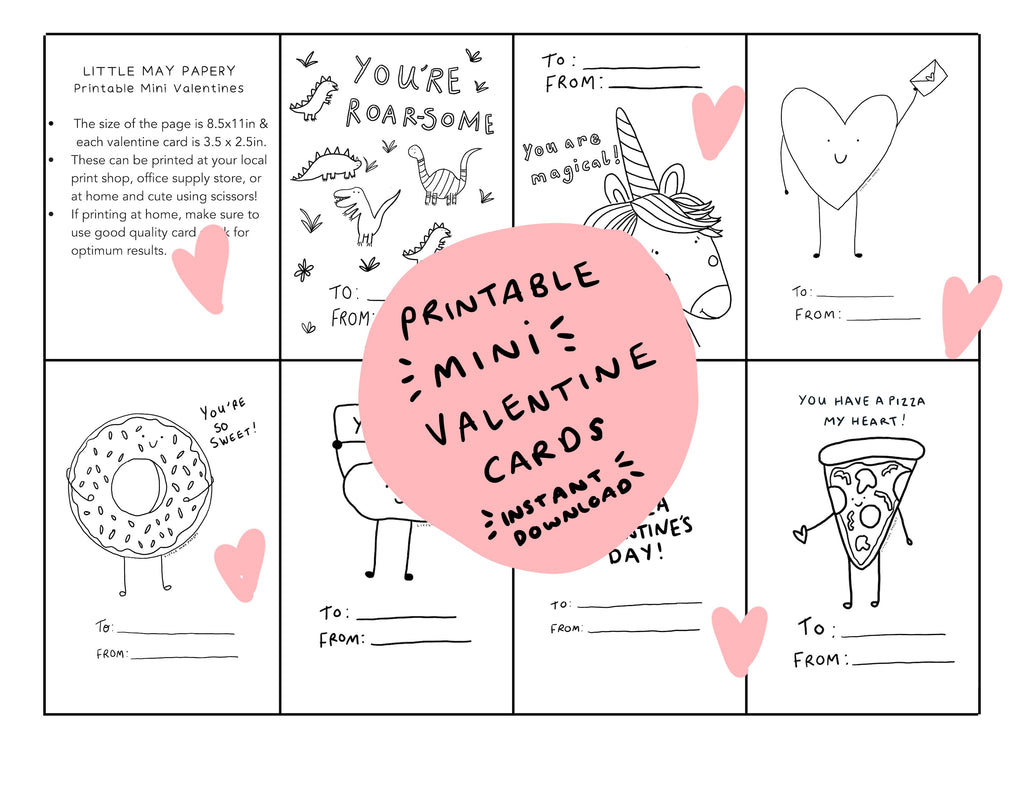 INSTANT DOWNLOAD: Colour in Valentine Cards – Little May Papery