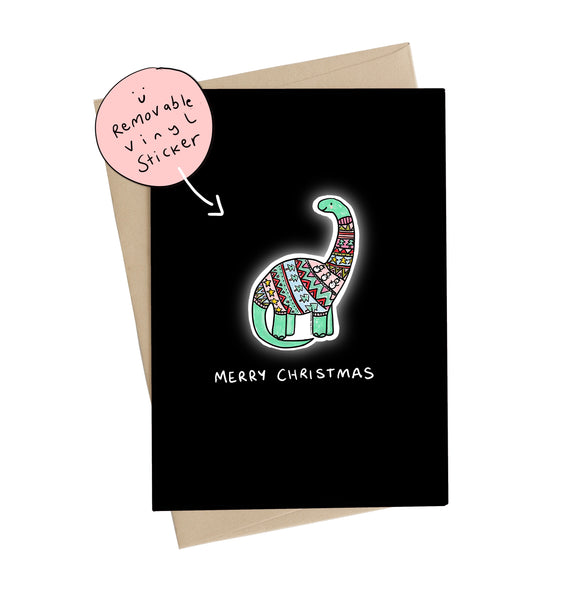 Xmas Sweater Dino Sticker Card