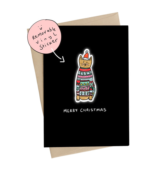 Xmas Cat Sticker Card