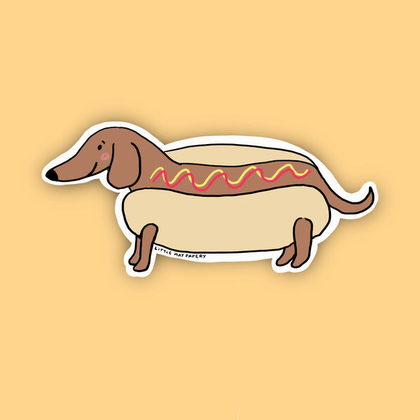 Hot Dog Doggie Dachshund Vinyl Sticker