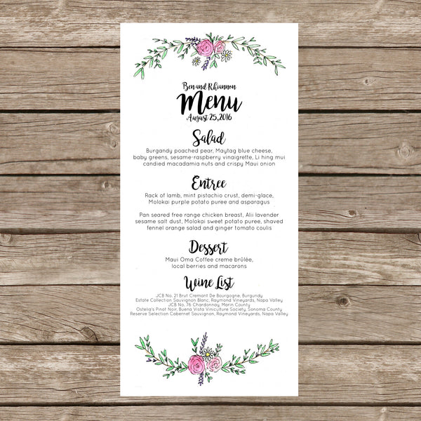Bespoke Wedding Menu